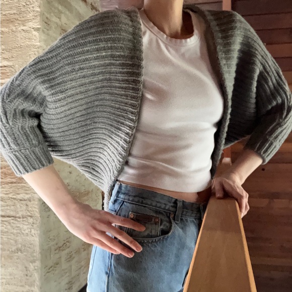 ACNE Wool Batwing Bolero Cardigan - Picture 10 of 11